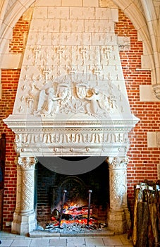 Fireplace in Amboise castle, France photo