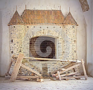 Fireplace in Castle St. Miklos in Chinadievo