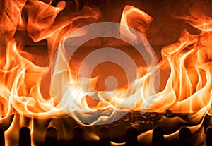 Fireplace close up flames