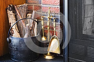 Fireplace decor arranged in a cozy, rustic way