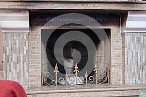 Fireplace decorated with stone