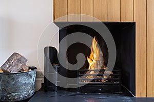 Fireplace with fire