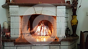 Fireplace fire marble heat winter