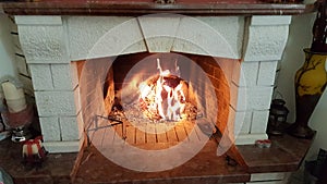 Fireplace fire marble heat winter