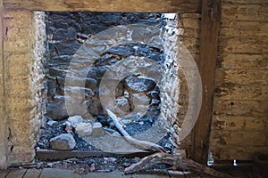 Fireplace inside Brayshaws Pioneer hut in Namadgi National Park