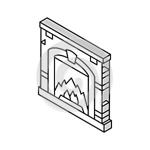 fireplace isometric icon vector illustration