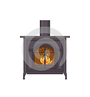 Fireplace Made of Metallic Material Isolated Icon