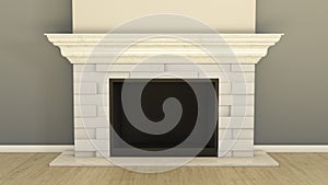 Fireplace with a marble base and mantle