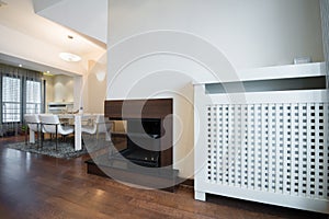 Fireplace in modern apartment