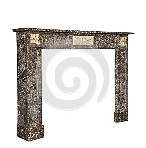 Fireplace surround in grey white marble antique Victorian isolat