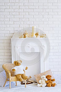 Fireplace and teddy bears