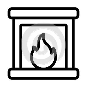 Fireplace Vector Thick Line Icon For Personal And Commercial Use