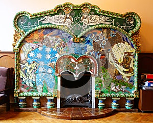 Fireplace Volga and Mikula in the style of Russian Art Nouveau by Mikhail Vrubel