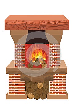 Fireplace in which fire burns