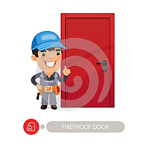 Fireproof Door and Worker