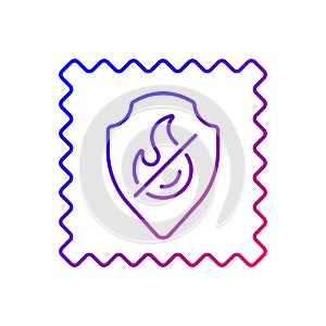 Fireproof fabric feature on fabric gradient linear vector icon