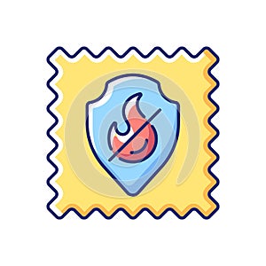 Fireproof fabric feature on fabric vector flat color icon