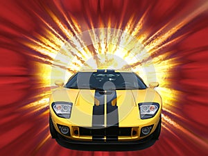 Firery yellow american sportscar