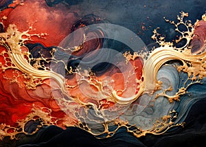 Fires Glacial Dance - Abstract digital painting with oil paint texture effect