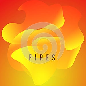 Fires, orange flame tongues, wavy abstract shape, modern design for poster, banner, cover and web. Vector illustration.