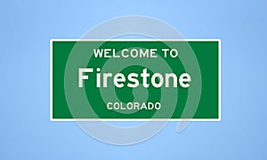 Firestone, Colorado city limit sign. Town sign from the USA.