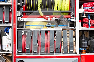 Firetruck equipment closeup