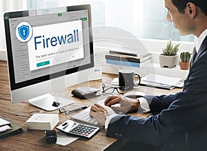 Firewall Antivirus Alert Protection Security Caution Concept