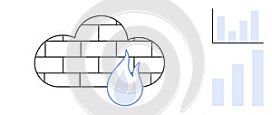 Firewall and Cloud Security Concept with Data Analytics Chart Elements