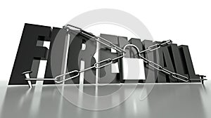 Firewall concept, safety padlock and chain