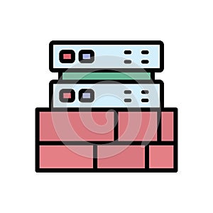 Firewall cyber attack icon. Simple color with outline vector elements of hacks icons for ui and ux, website or mobile application