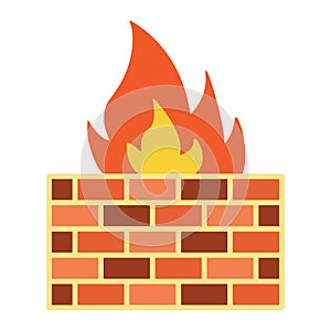 Firewall flat icon, security and brick wall