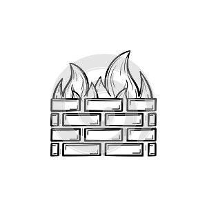 Firewall hand drawn sketch icon.