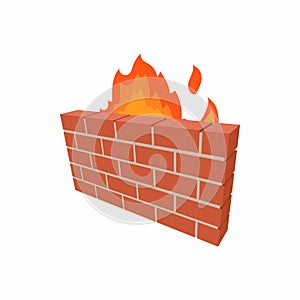 Firewall icon in cartoon style