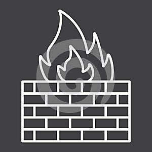 Firewall line icon, security and brick wall
