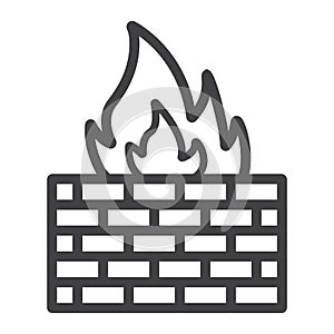Firewall line icon, security and brick wall