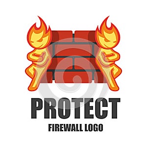 Firewall logo. Protection logo. Cyber security emblem.