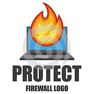 Firewall logo. Protection logo. Cyber security emblem.