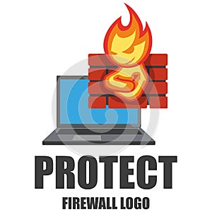 Firewall logo. Protection logo.Cyber security emblem.