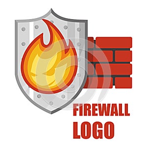 Firewall logo. Protection logo.Cyber security emblem.