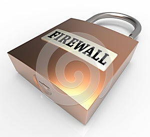 Firewall Padlock Means Safe Unlocked And Unsafe 3d Rendering