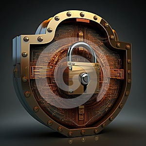 Firewall Padlock Protecting Data - Generative Ai