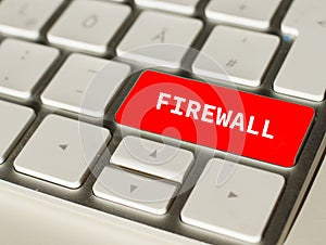 Firewall on Red button of a keyboard