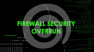 Firewall security overrun, hacker getting access to privacy, internet attack photo