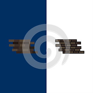 Firewall, Security, Wall, Brick, Bricks  Icons. Flat and Line Filled Icon Set Vector Blue Background