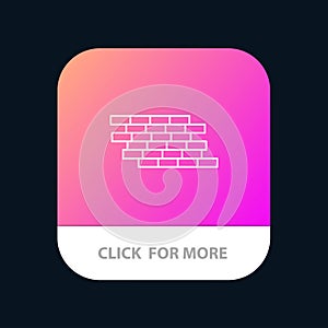 Firewall, Security, Wall, Brick, Bricks Mobile App Button. Android and IOS Line Version