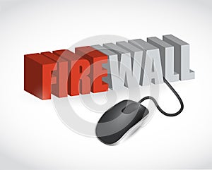 Firewall sign and mouse illustration design