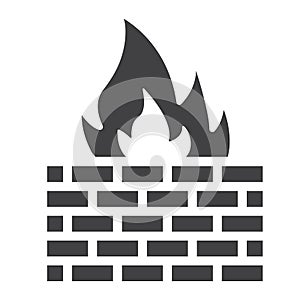 Firewall solid icon, security and brick wall