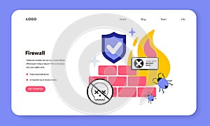 Firewall web banner or landing page. Network security device monitoring