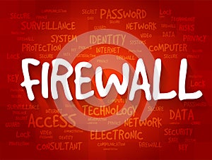 FIREWALL word cloud collage, technology concept background