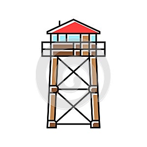 firewatch tower wildfire disaster color icon vector illustration photo